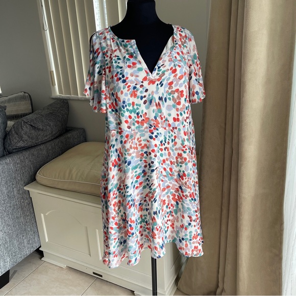 Maeve Anthropologie Watercolor Dot Shift lined Dress XS - Picture 3 of 11